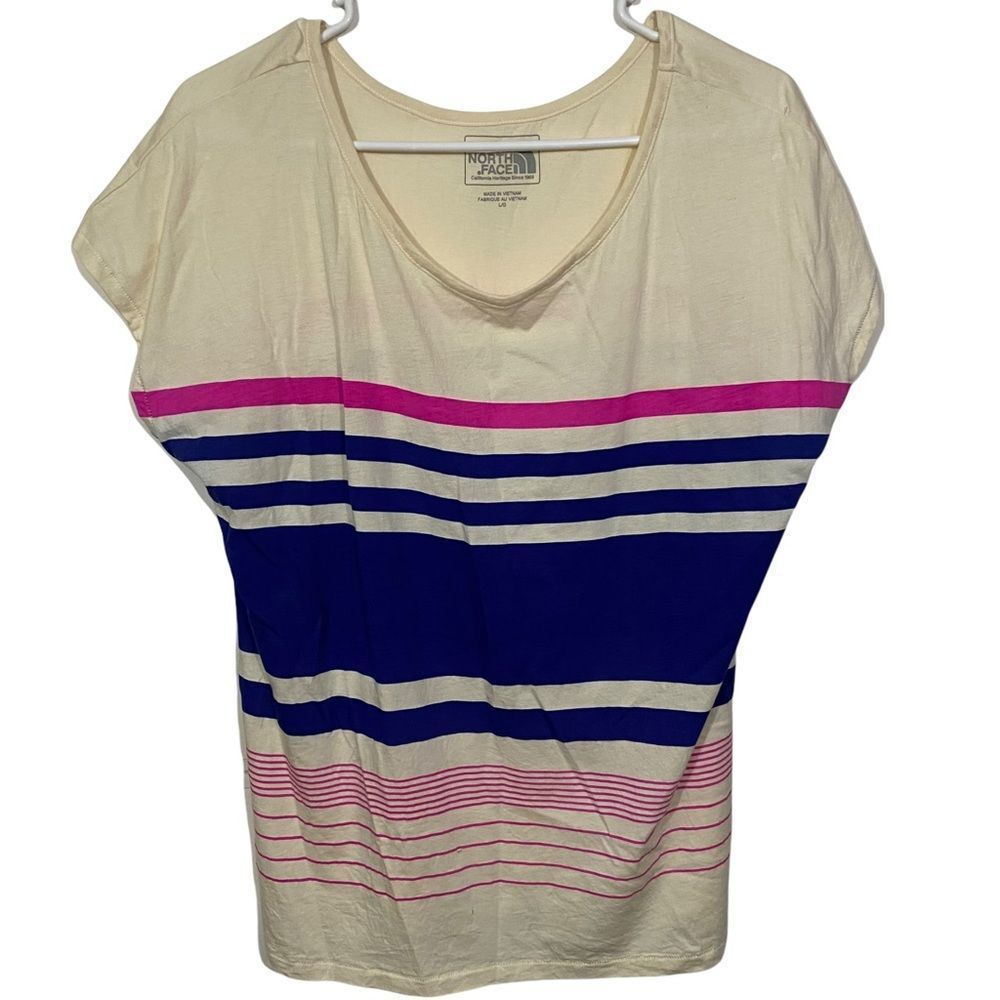 The North Face Striped V-Neck Short Sleeve T-Shirt